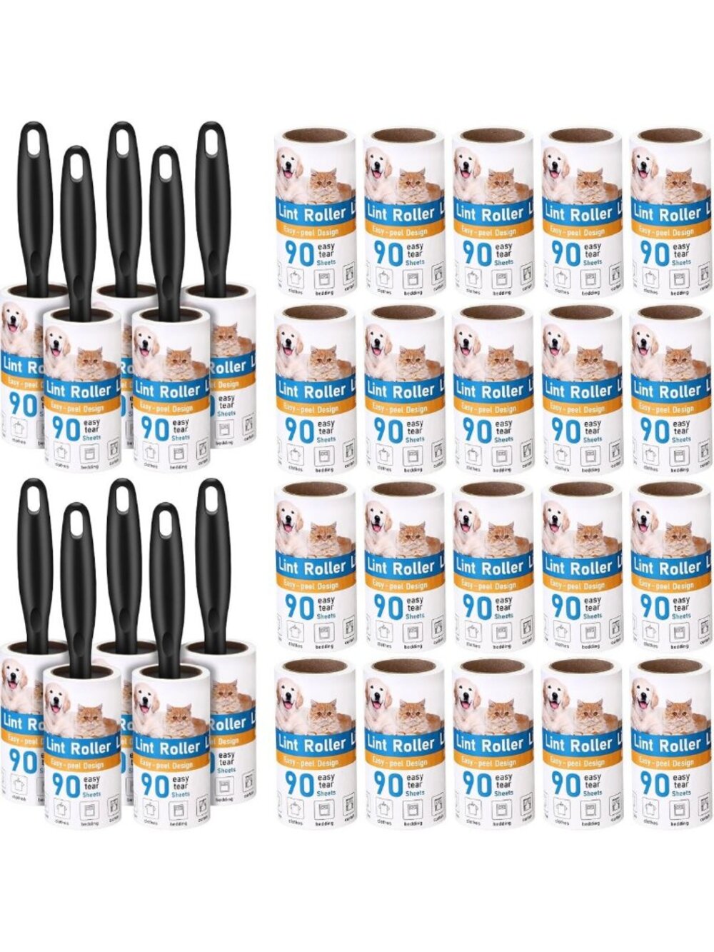 Extra Sticky Lint Rollers for Pet Hair - 2700 Sheets, Portable Remover with 10